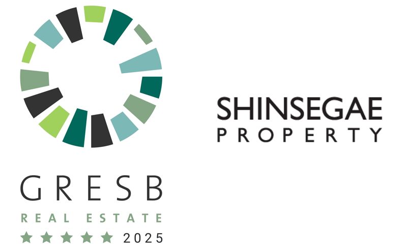 GRESB(왼쪽)과 신세계프라퍼티 로고. 신세계프라퍼티 제공