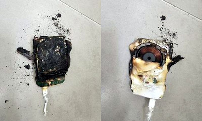 불에 탄 보조배터리. 시몬스 제공