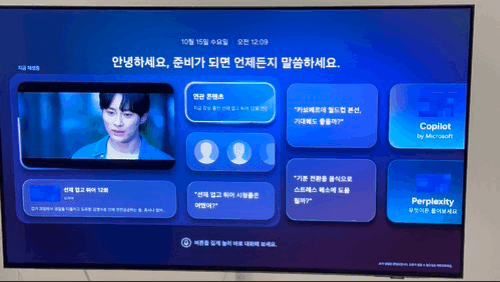 삼성전자의 AI 서비스 '비전 AI 컴패니언'이 탑재된 '무빙스타일 엣지'가 드라마 '선재 업고 튀어'의 구체적인 출연진 이름을 대답하고 있다. 사진=임수빈 기자