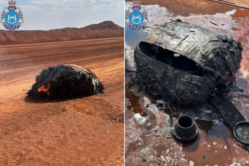 하늘에서 불타는 물체가...  호주 사막서 발견된 물체
