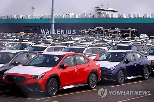 일본 요코하마에 주차된 수출 자동차 (출처=연합뉴스)