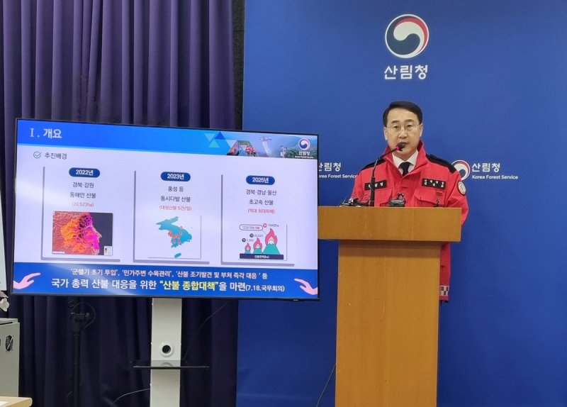 산불 종합 대책 발표하는 김인호 산림청장 (출처=연합뉴스)
