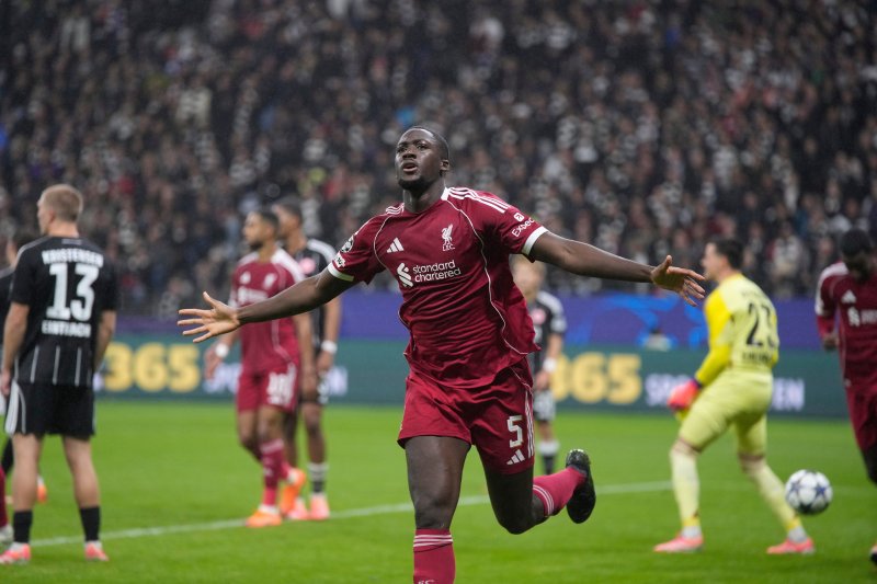 [프랑크푸르트=AP/뉴시스]리버풀, 프랑크푸르트 5-1 대파. 2025.10.22