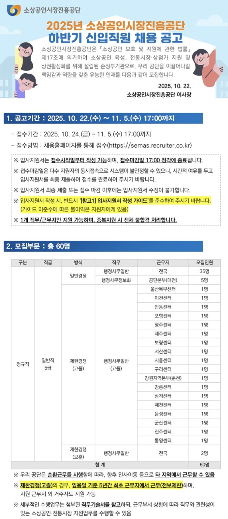 [서울=뉴시스] 소상공인시장진흥공단의 2025년 하반기 신입 사원 채용 공고. (사진=소상공인시장진흥공단 제공) 2025.10.23. photo@newsis.com *재판매 및 DB 금지