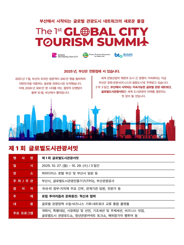 제1회 글로벌도시관광서밋 홍보물. 부산시 제공