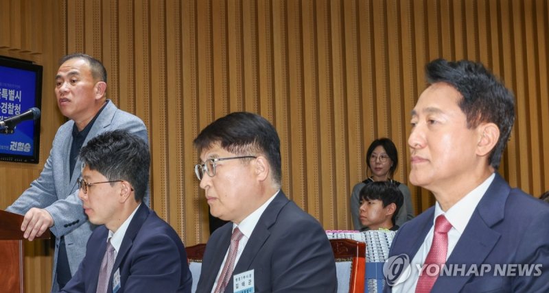 서울시청 국감 발언대에 선 명태균 (출처=연합뉴스)