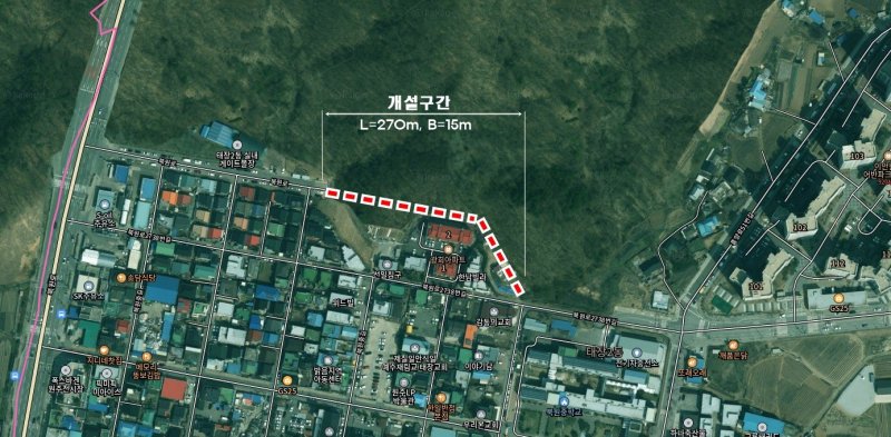 [원주=뉴시스] 도시계획도로(중로2-33호) 위치도. (사진=원주시 제공) 2025.10.24. photo@newsis.com *재판매 및 DB 금지