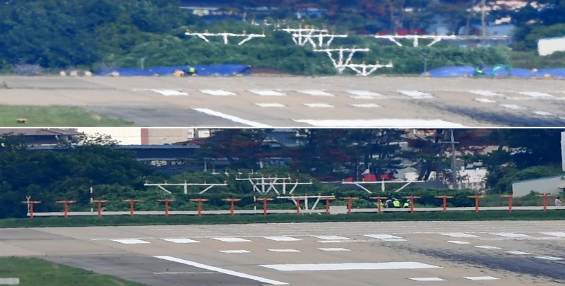 국토교통부와 한국공항공사가 25일 경북 포항경주공항에서 방위각제공시설(LOC 로컬러이저) 구조물 개선 공사를 진행하고 있다. .2025.8.13/뉴스1 ⓒ News1 최창호 기자