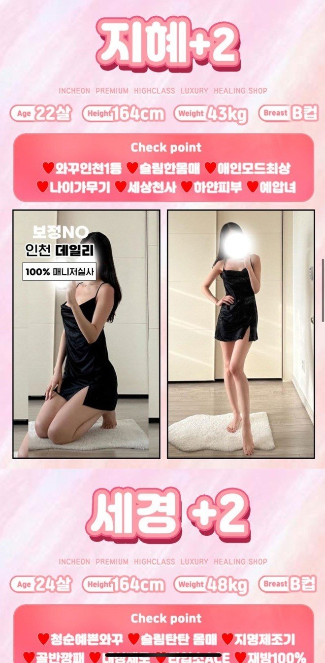 [인천=뉴시스] 정일형 기자 = 성매매사이트 여성프로필. (사진=인천경찰청 제공)