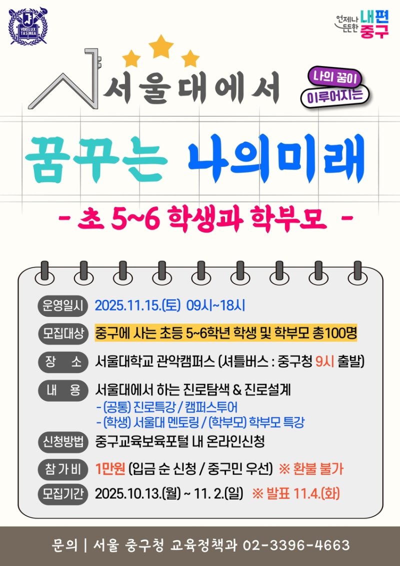 '서울대에서 꿈꾸는 나의 미래' 초등학생·학부모 프로그램 (출처=연합뉴스)