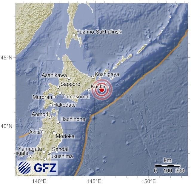 일본 홋카이도 동부 해역서 규모 5.8 지진 (출처=연합뉴스)