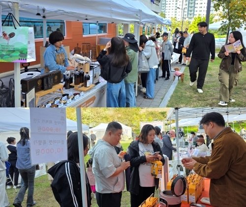 25일 광주 북구 시화문화마을서 열린 세종경영연구소 '희망리턴패키지 광주·전남 소상공인 플리마켓'에서 시민들이 소상공인들이 생산한 물건들을 살펴보고 있다.(세종경영연구소 제공) 2025.10.25/뉴스1