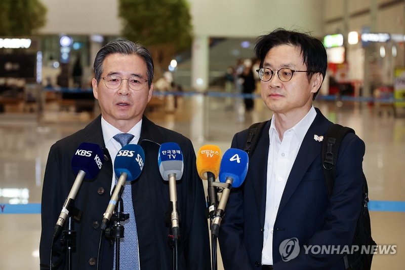 김용범·김정관, 관세협상 마치고 귀국 (출처=연합뉴스)