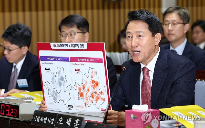 국감 질의에 답하는 오세훈 시장 (출처=연합뉴스)