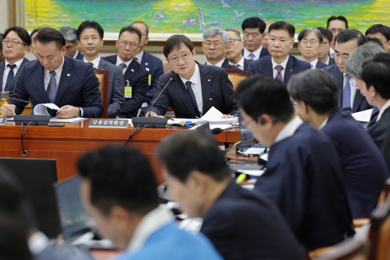 이찬진 금융감독원장이 지난 21일 서울 여의도 국회 정무위원회에서 열린 금융감독원 등에 대한 국정감사에서 의원 질의에 답변하고 있다. 2025.10.21/뉴스1 ⓒ News1 신웅수 기자