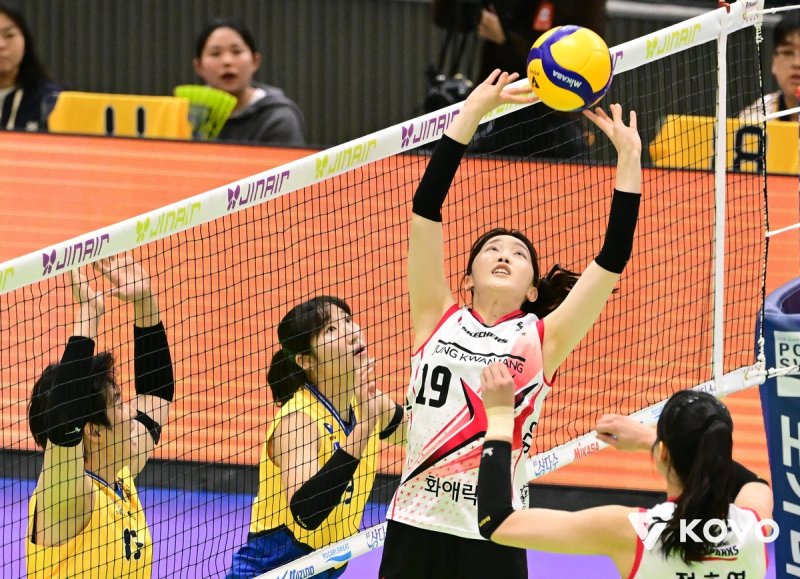 토스하는 정관장의 세터 최서현(중앙 19번) (출처=연합뉴스)