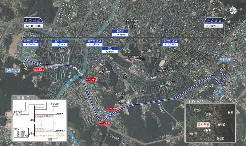 [서울=뉴시스] 춘천지역 전력구공사 노선도. (사진=두산건설 제공) 2025.10.27. photo@newsis.com *재판매 및 DB 금지