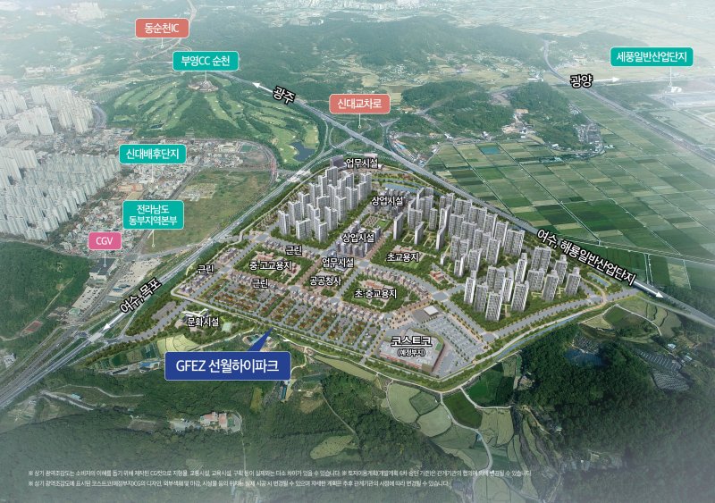 광양만권경제자유구역내 선월하이파크단지 조감도