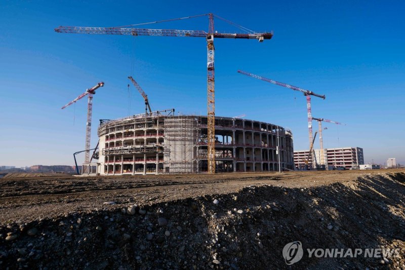 2025년 1월 건설 중인 산타줄리아 아이스하키 아레나 모습 (출처=연합뉴스)