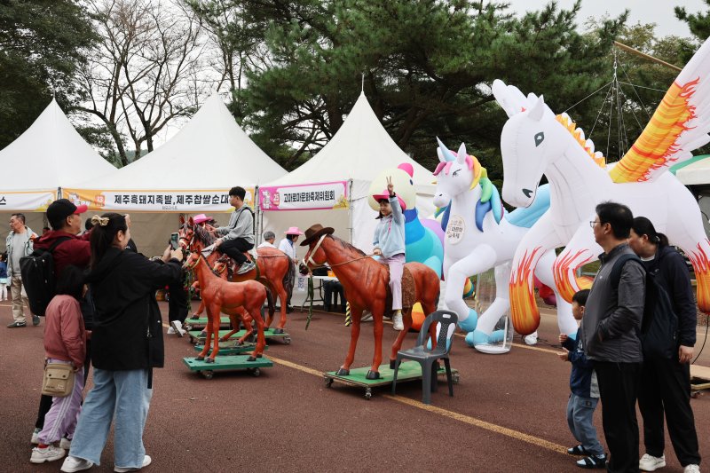 [제주=뉴시스] 한국마사회와 제주도가 지난 25~26일 렛츠런파크제주에서 공동 주최한 제20회 제주마축제 모습. (사진=한국마사회 제공) 2025.10.27. photo@newsis.com *재판매 및 DB 금지
