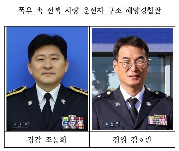 동해지방해양경찰청 소속 조동희 경감과 김호관 경위/사진=동해지방해양경찰청 제공, 연합뉴스