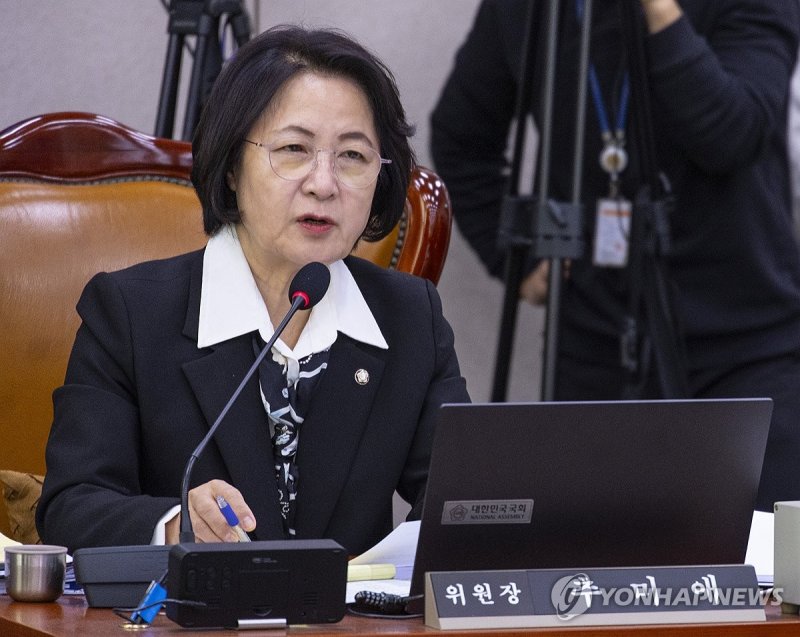질의하는 추미애 위원장 (출처=연합뉴스)