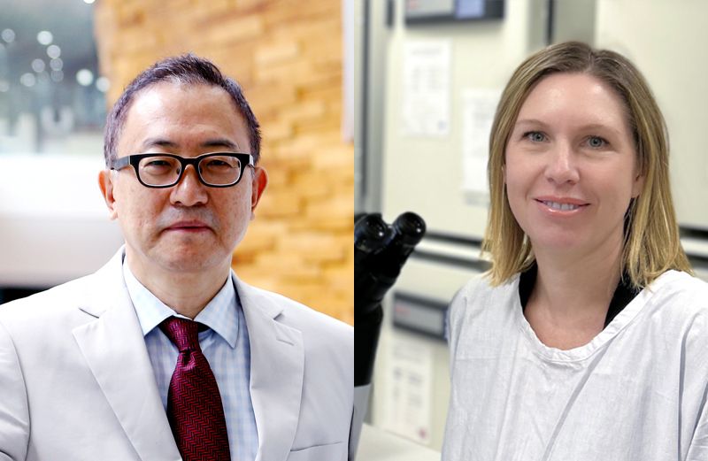 차광렬 차병원∙차바이오그룹 글로벌종합연구소장(왼쪽)과 ‘차광렬 줄기세포상’ 수상자 케이티 아이어스 박사. 차병원 제공