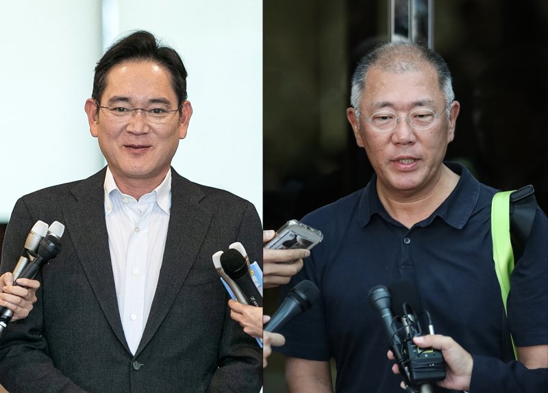 이재용 삼성전자 회장(왼쪽)과 정의선 현대차그룹 회장. 2024.8.7/뉴스1 ⓒ News1 이승배 기자