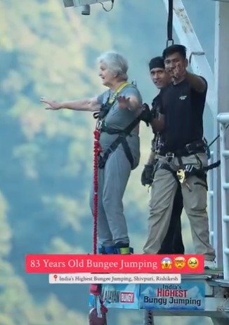 "내 나이가 어때서"…82세 인도 할머니의 번지 점프 도전[영상]