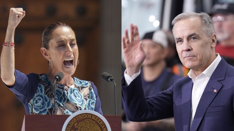 [멕시코시티·위니펙=AP/뉴시스] 클라우디아 셰인바움 멕시코 대통령(왼쪽)과 마크 카니 캐나다 총리 (사진=뉴시스DB) 2025.04.02.