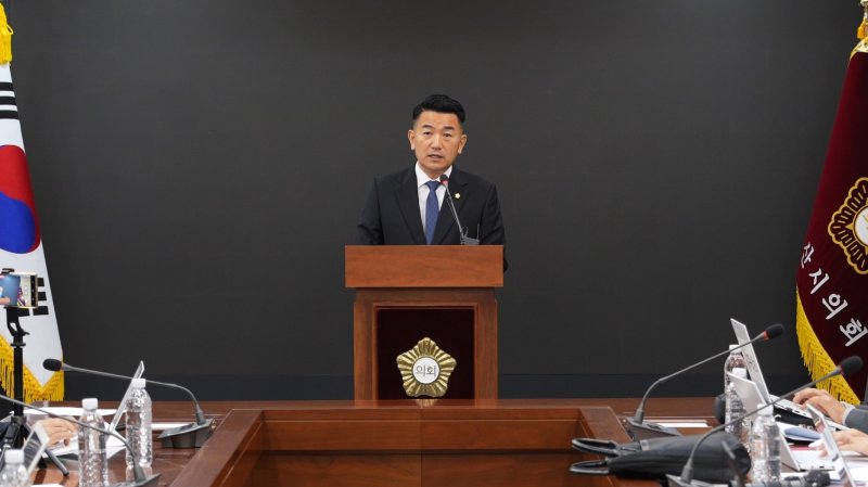 서원 논산시의원이 28일 논산시장 출마 선언을 하고 있다./뉴스1