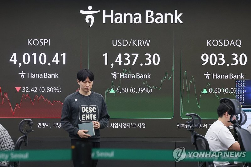 코스피 하락 마감…코스닥은 오늘도 오름세 (출처=연합뉴스)