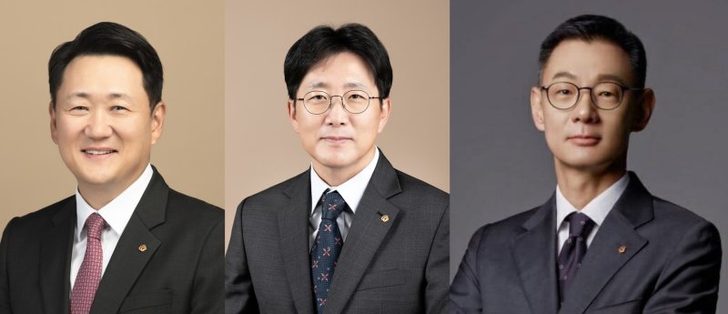 김우석 ㈜한화 건설부문 대표이사 내정자, 양기원 한화임팩트 사업부문 대표이사 내정자, 김재현 한화세미텍 대표이사 내정자(한화그룹 제공)