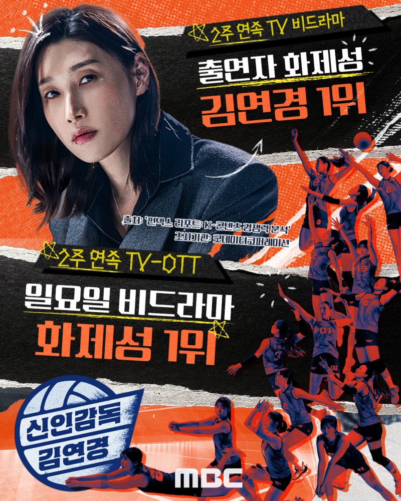 '신인감독 김연경', 2주 연속 TV-OTT 화제성 1위…예능 강자 우뚝