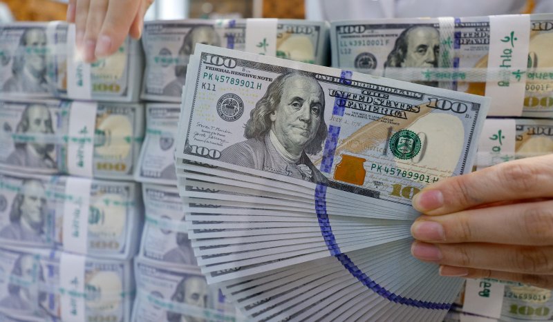 서울 중구 하나은행 명동점 위변조대응센터에서 직원이 달러화를 정리하고 있다. 2024.1.29/뉴스1 ⓒ News1 안은나 기자