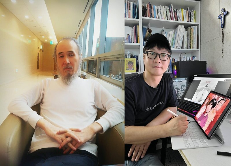 김세영(좌) 작가와 남정훈(우) 작가 (출처=연합뉴스)