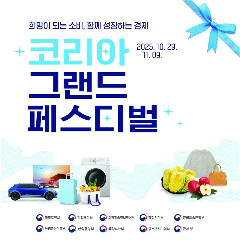 전남도는 오는 11월 9일까지 정부 주관으로 치러지는 전국 통합 할인 축제 '코리아 그랜드 페스티벌' 기간 지역사랑상품권 5% 추가 환급 행사를 실시한다고 밝혔다. 전남도 제공