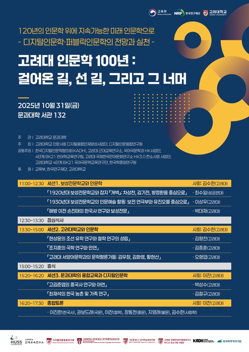[서울=뉴시스] 고려대 문과대학이 개최하는 '디지털인문학 국제학술대회'의 포스터. (사진=고려대 제공) 2025.10.29. photo@newsis.com *재판매 및 DB 금지
