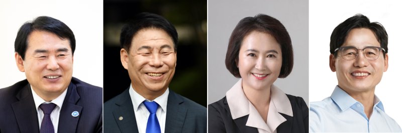 [광주=뉴시스] 광주시교육감 예비후보. 왼쪽부터 이정선 광주시교육감, 김용태 전 전교조 광주지부장, 오경미 전 광주시교육청 교육국장, 정성홍 전 전교조 광주지부장. photo@newsis.com *재판매 및 DB 금지