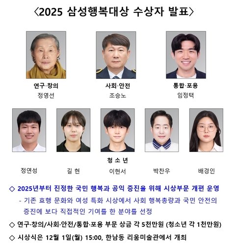 2025 삼성행복대상 수상자 (출처=연합뉴스)
