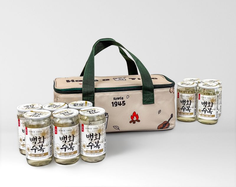 백화수복 원컵 캠핑 패키지. 롯데칠성음료 제공