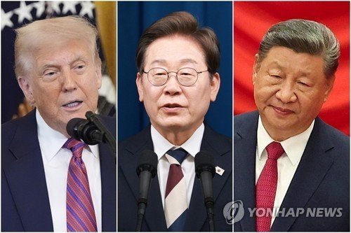 도널드 트럼프 미국 대통령·이재명 대통령·시진핑 중국 국가주석(왼쪽부터) (출처=연합뉴스)