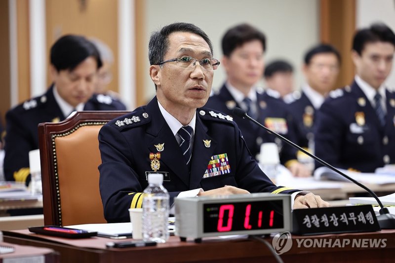 질의 답하는 유재성 경찰청장 직무대행 (출처=연합뉴스)