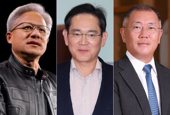 젠슨 황 엔비디아 CEO, 이재용 삼성전자 회장, 정의선 현대자동차그룹 회장.