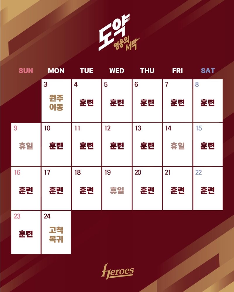 마무리 캠프를 치르는 키움 히어로즈 선수단 (출처=연합뉴스)