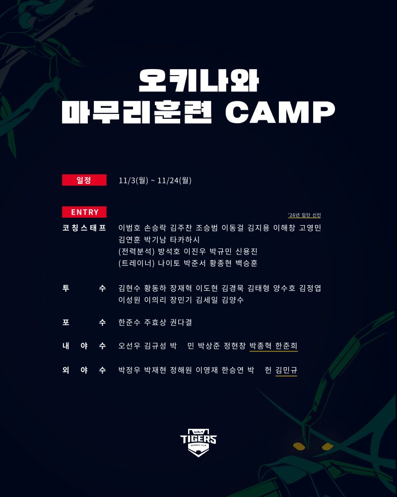 이빨 꽉 깨문 KIA, 3일부터 오키나와 담금질... 이의리, 오선우 등 주전급도 참가