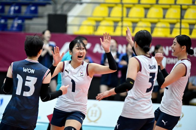 한국 U-16 여자배구 대표팀 선수들 (출처=연합뉴스)