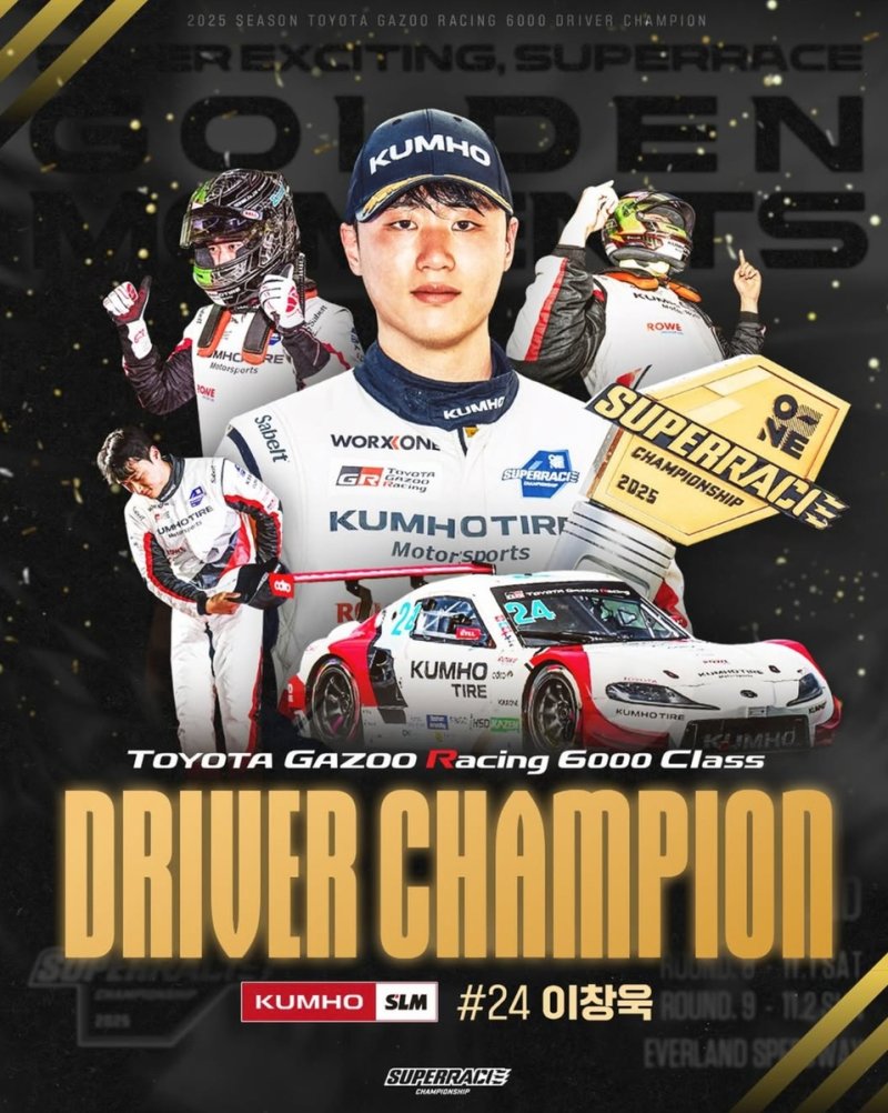 토요타 가주 레이싱 6000 클래스 드라이버 챔피언을 차지한 이창욱 (출처=연합뉴스)