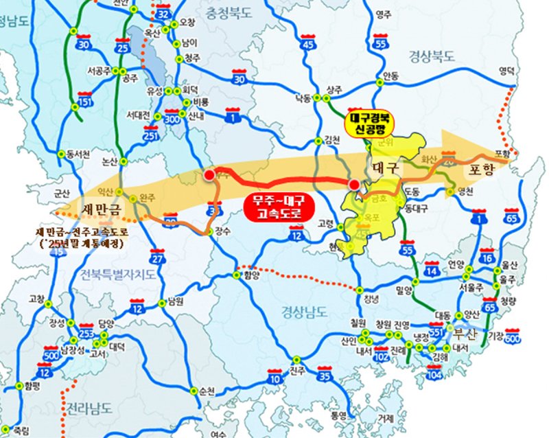 무주~대구간 고속도로 위치도.(대구시 제공, 재판매 및 DB 금지)