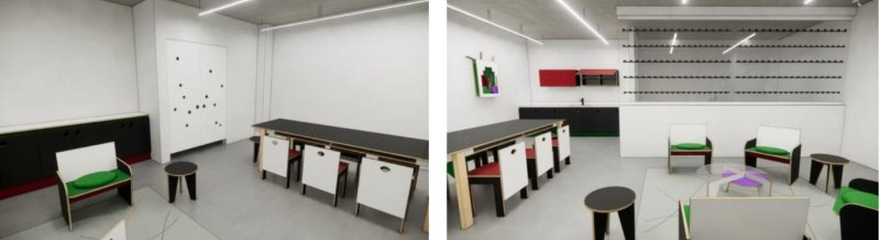 홍승혜, 화가의 건축, 화가의 가구, 2025, 스페이스 제로원 메자닌 라운지, 뉴욕 (제작: 스튜디오 가가구죽, 2025)Hong Seung-Hye, Artist’s Architecture, Artist’s Furniture, 2025, Space ZeroOne, New York (Made in Studio GAGAGUZOOK Seoul, 2025) *재판매 및 DB 금지